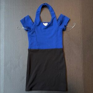 Sally Miller Couture Blue and Black Halter Dress